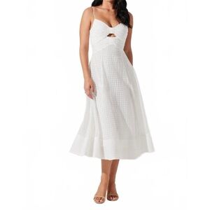 Astr the label Celina sundress white Textured Fabric Sz M midi fit & flare